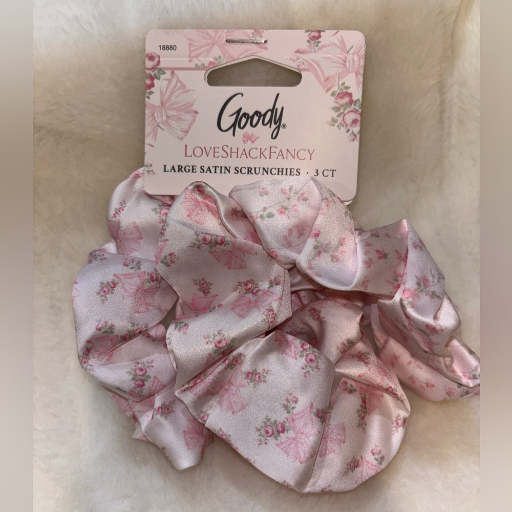 LoveShackFancy X Goody Large Satin Scrunchies- Rosa Beaux & English Ivy Pink